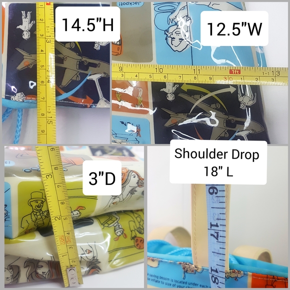 Retro🔥Blue Transversion Vinyl Tote Shoulder Bag💙Hilarious Graphics - Picture 10 of 12